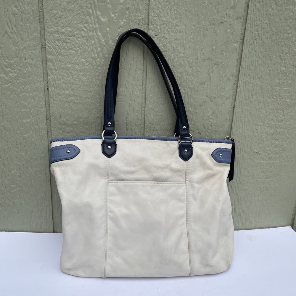 Coach Womens Hangbag Ivy/Blue F23922 Daisy spectator Emma Leather tote bag READ - Picture 2 of 16